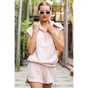 Modal Scuba Short Sleeve Quarter Zip Top