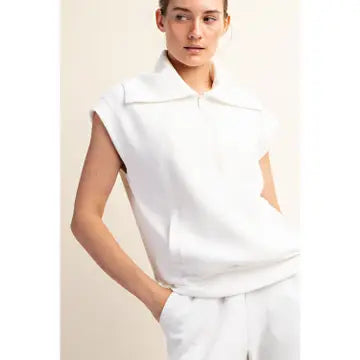 Modal Scuba Short Sleeve Quarter Zip Top