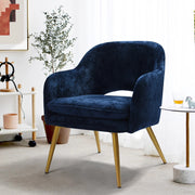 Modern Armchair Accent Chair-Gold Legs-Navy Blue Velvelt-Armchair-39F Inc.-29.5" H x 23.2" W x 20.1" D-Urbanheer