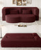 Modern Convertible Teddy Fabric Floor Sofa Bed with 2 Pillows – Burgundy