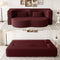 Modern Convertible Teddy Fabric Floor Sofa Bed with 2 Pillows – Burgundy