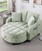 Modern Corduroy Loveseat Sofa with Storage Ottoman – Cyan