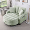Modern Corduroy Loveseat Sofa with Storage Ottoman – Cyan