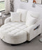 Modern Corduroy Loveseat Sofa with Storage Ottoman - White