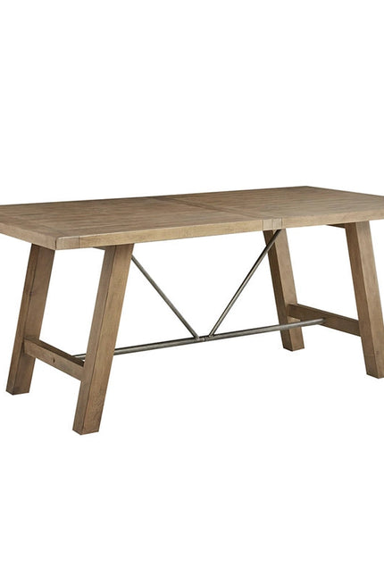 Modern Farmhouse Wood Dining Table With Metal Support *