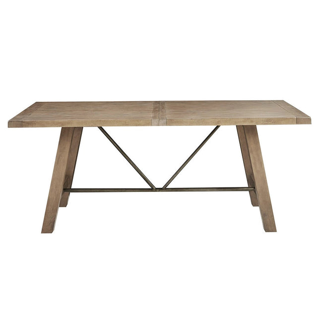 Modern Farmhouse Wood Dining Table with Metal Support *