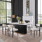 Modern Faux Marble Dining Set with Chenille Upholstered Chairs