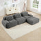Modern Grey Corduroy Modular Sectional Sofa – 3 Seater