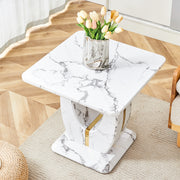 Modern Minimalist White Marble-Patterned MDF Square Coffee Table. Add a quiet and cozy atmosphere to-UH Decor-Default-Urbanheer