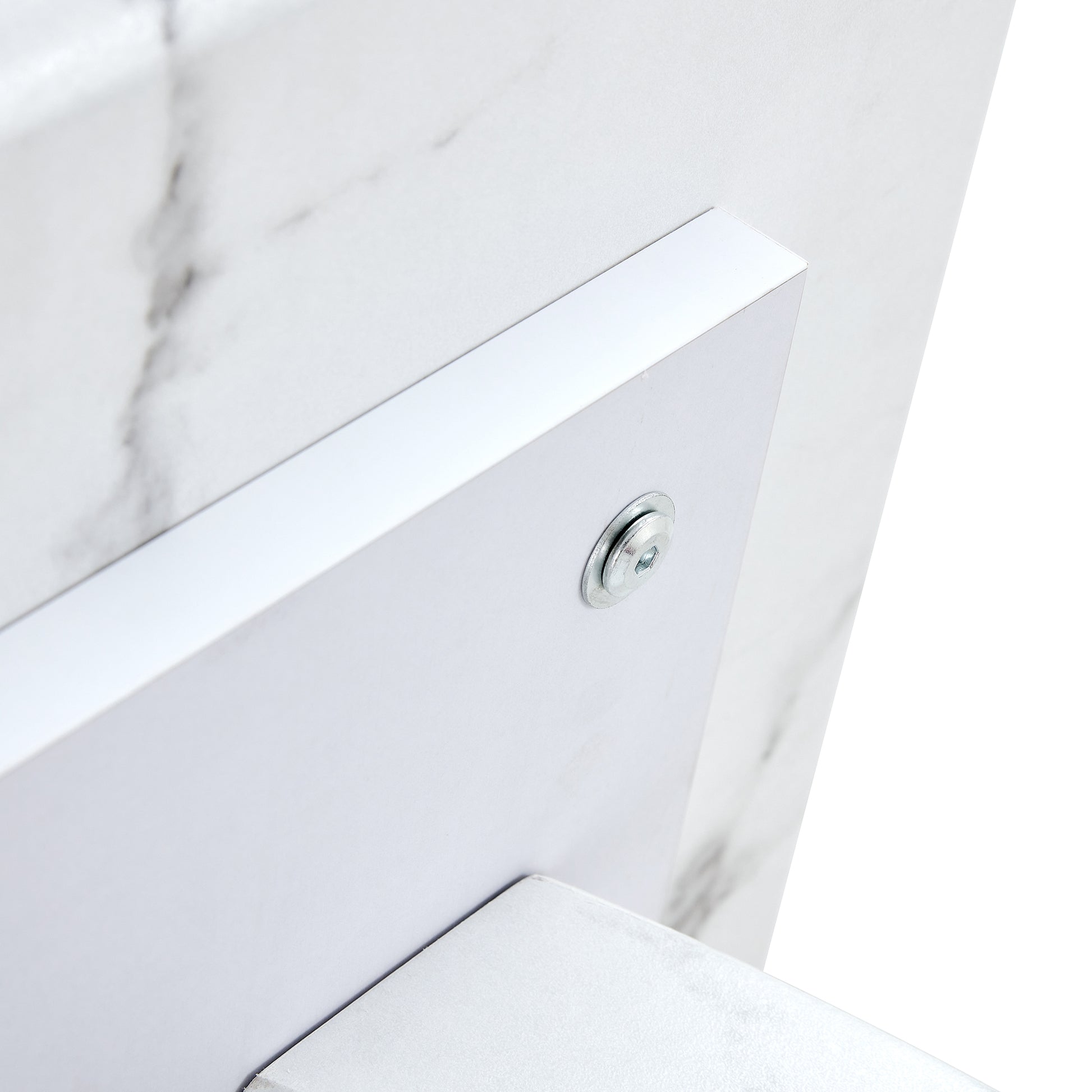 Modern Minimalist White Marble-Patterned MDF Square Coffee Table. Add a quiet and cozy atmosphere to-UH Decor-Default-Urbanheer