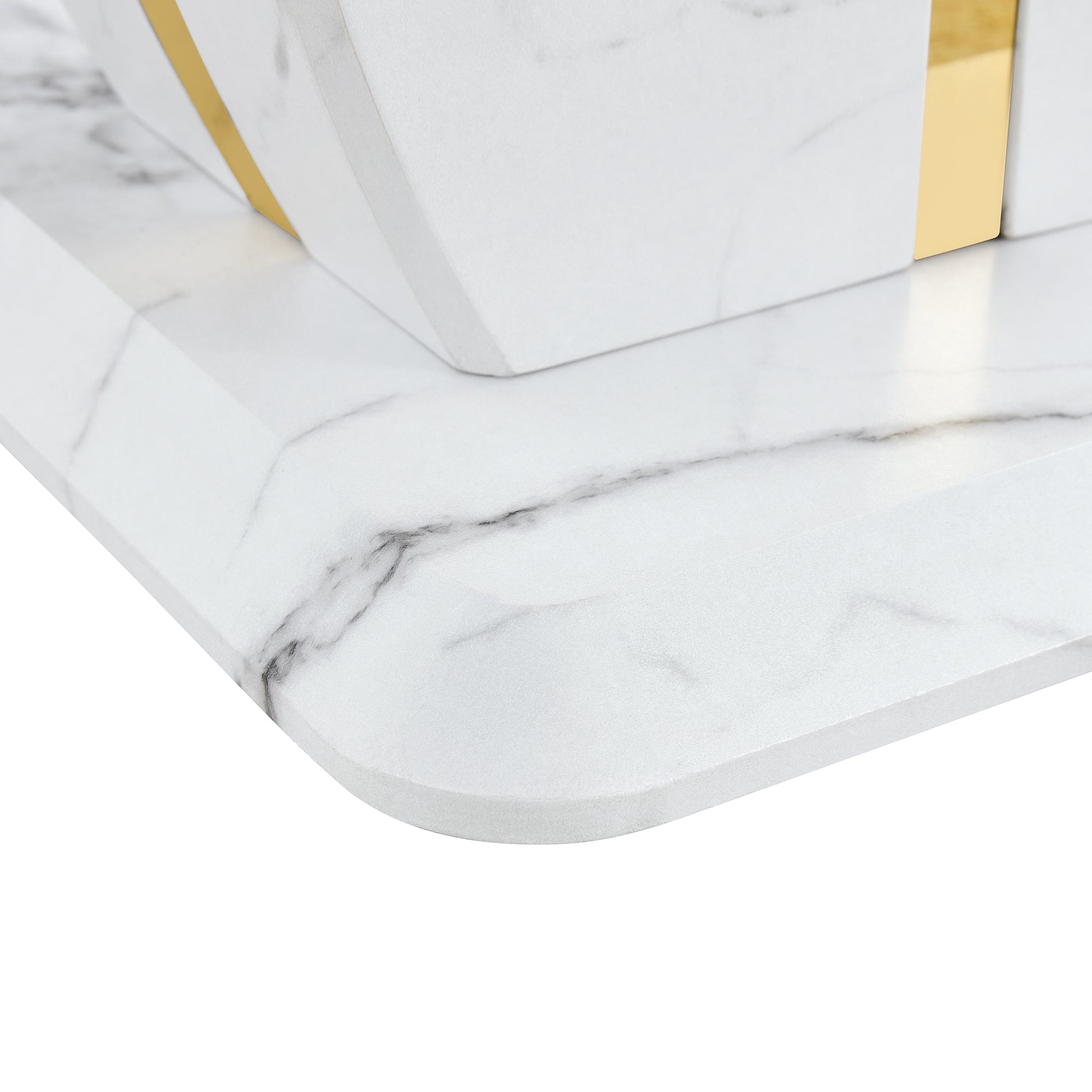 Modern Minimalist White Marble-Patterned MDF Square Coffee Table. Add a quiet and cozy atmosphere to-UH Decor-Default-Urbanheer