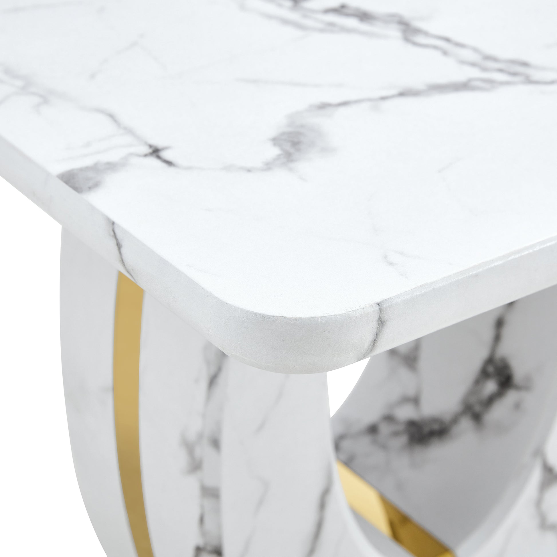 Modern Minimalist White Marble-Patterned MDF Square Coffee Table. Add a quiet and cozy atmosphere to-UH Decor-Default-Urbanheer