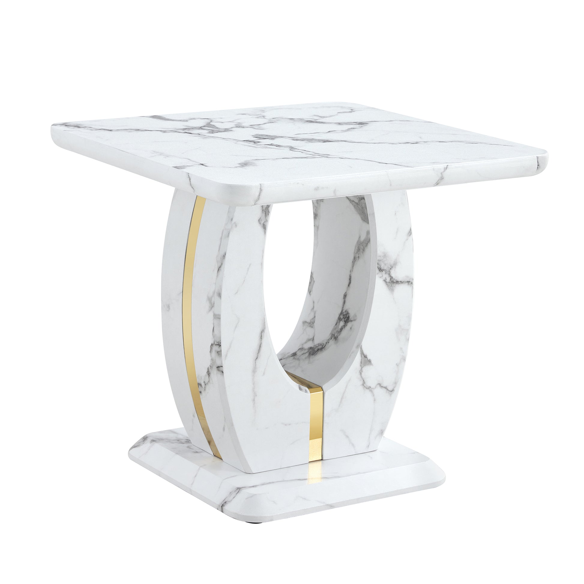 Modern Minimalist White Marble-Patterned MDF Square Coffee Table. Add a quiet and cozy atmosphere to-UH Decor-Default-Urbanheer