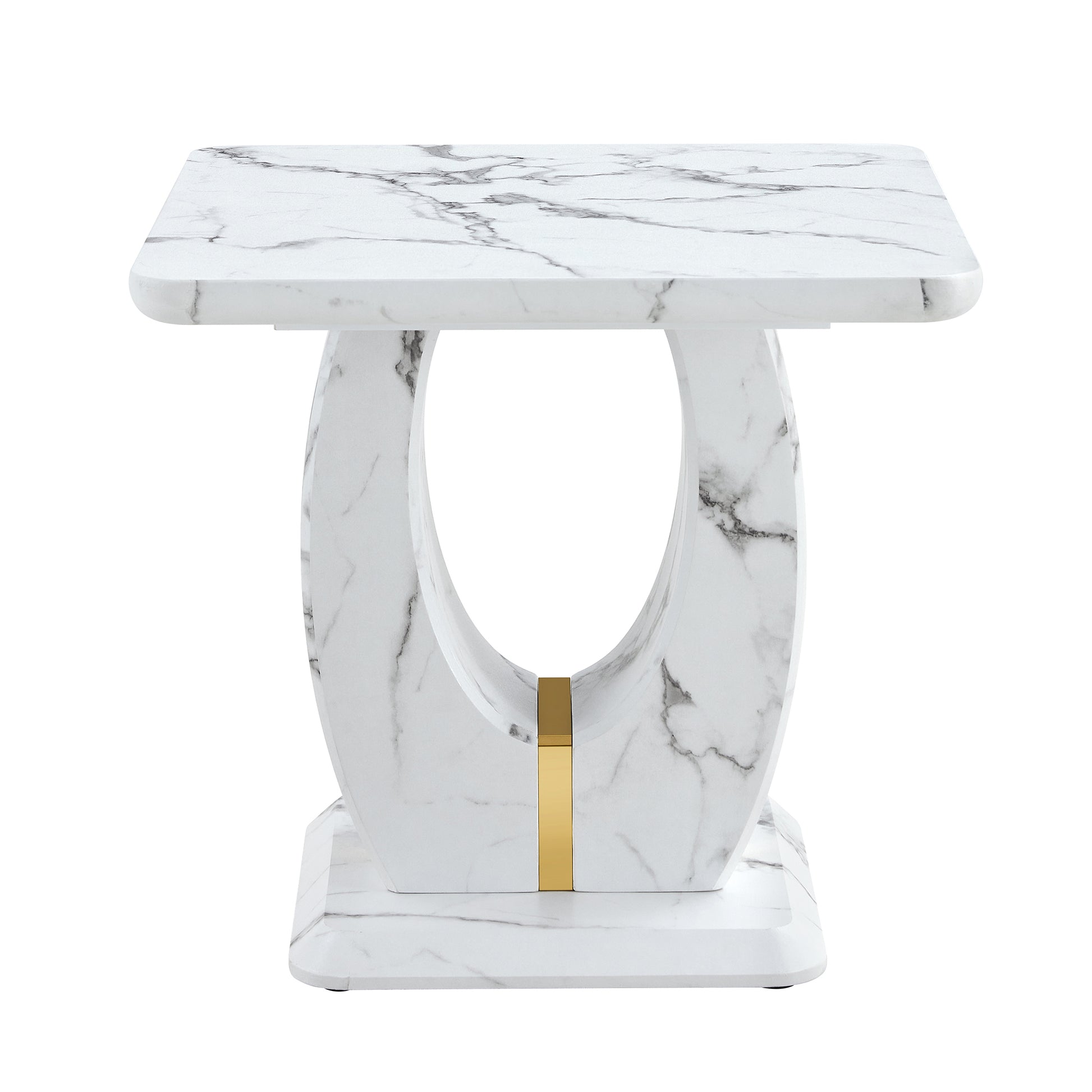 Modern Minimalist White Marble-Patterned MDF Square Coffee Table. Add a quiet and cozy atmosphere to-UH Decor-Default-Urbanheer