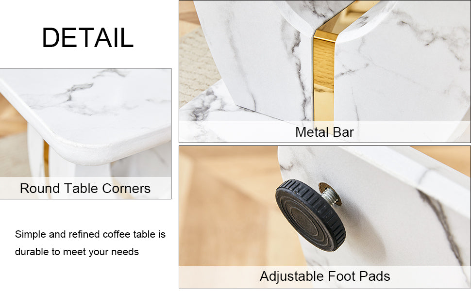 Modern Minimalist White Marble-Patterned MDF Square Coffee Table. Add a quiet and cozy atmosphere to-UH Decor-Default-Urbanheer