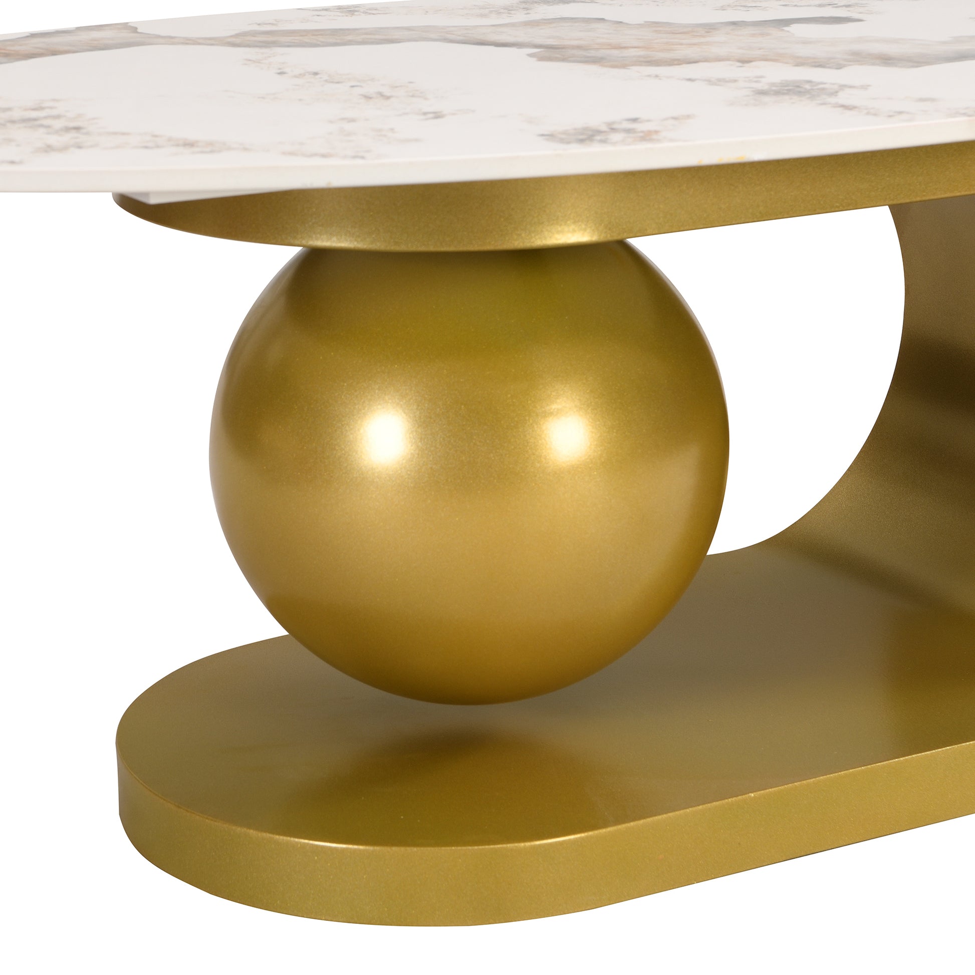 Modern Oval Coffee Table for Living Room, Marble Pattern Sintered Stone Coffee Tabletop with Gold-UH Decor-Default-Urbanheer
