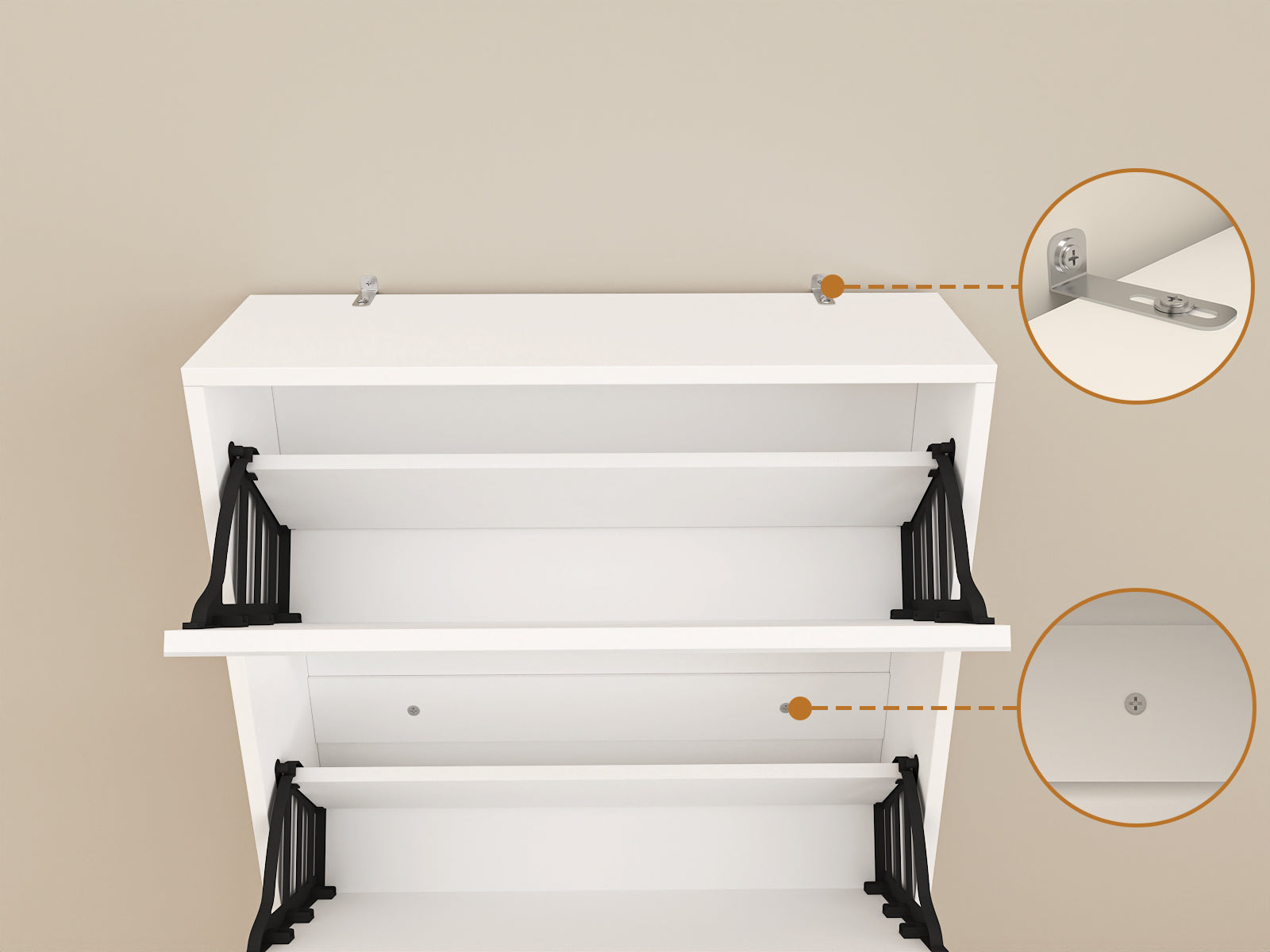 Modern Shoe Cabinet with Small Mirror Edge Gap, Mirror Shoe Rack Organizer with 3 Flip Drawers, Shoe-UH Decor-Default-Urbanheer