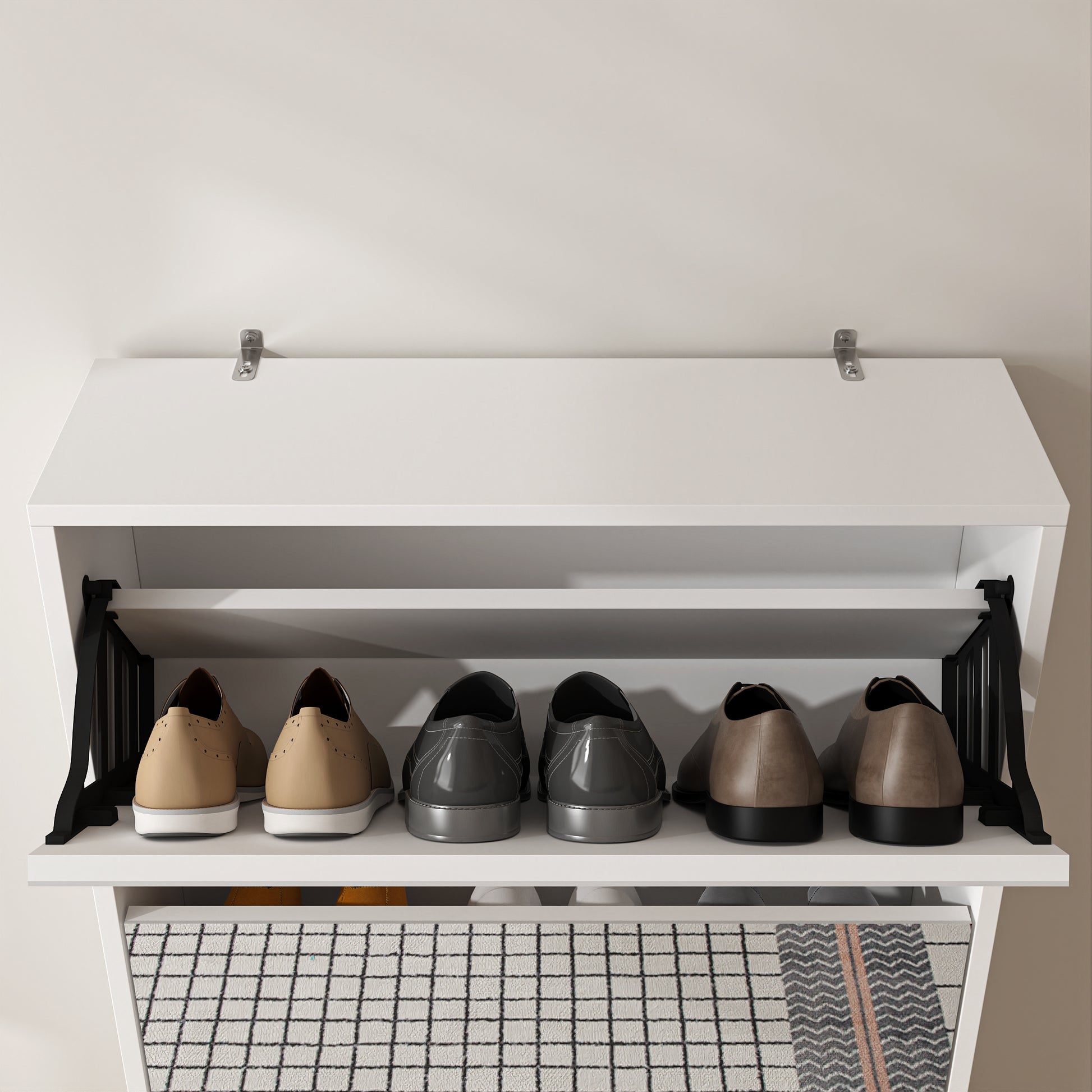 Modern Shoe Cabinet with Small Mirror Edge Gap, Mirror Shoe Rack Organizer with 3 Flip Drawers, Shoe-UH Decor-Default-Urbanheer