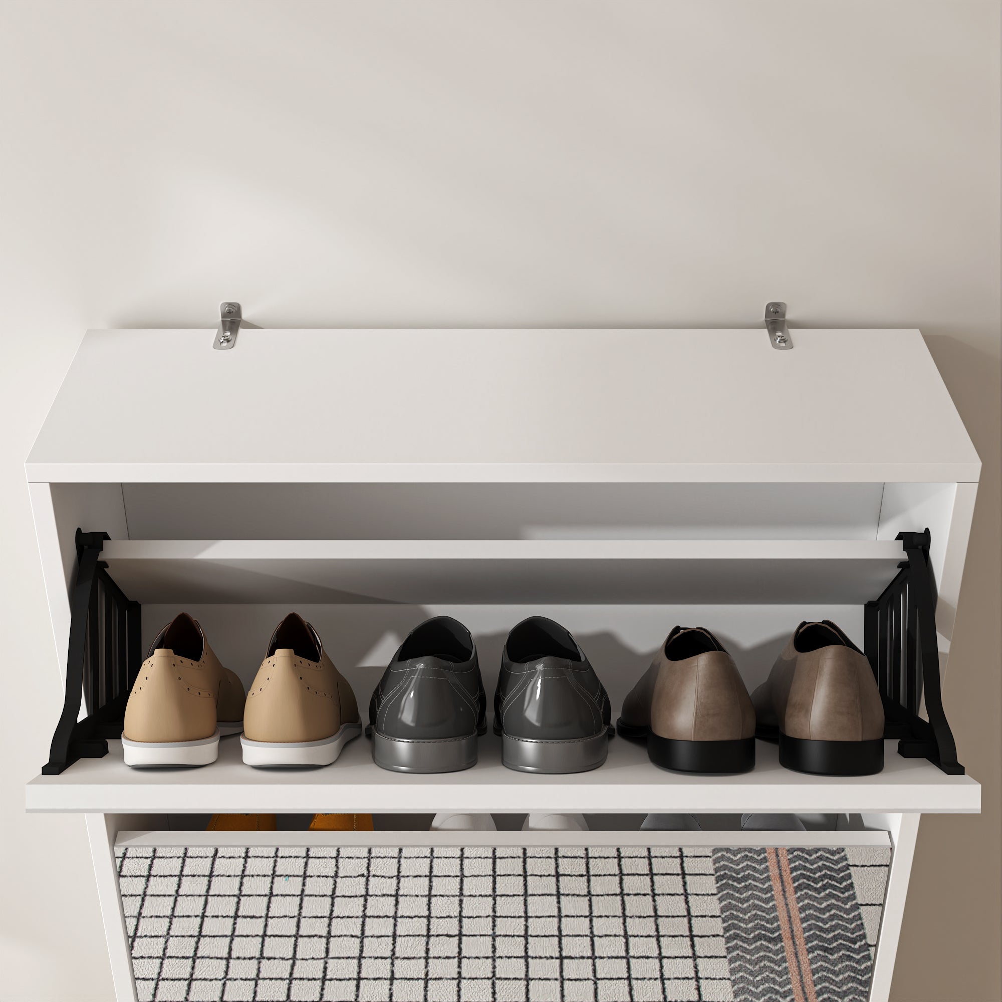 Modern Shoe Cabinet with Small Mirror Edge Gap, Mirror Shoe Rack Organizer with 3 Flip Drawers, Shoe-UH Decor-Default-Urbanheer