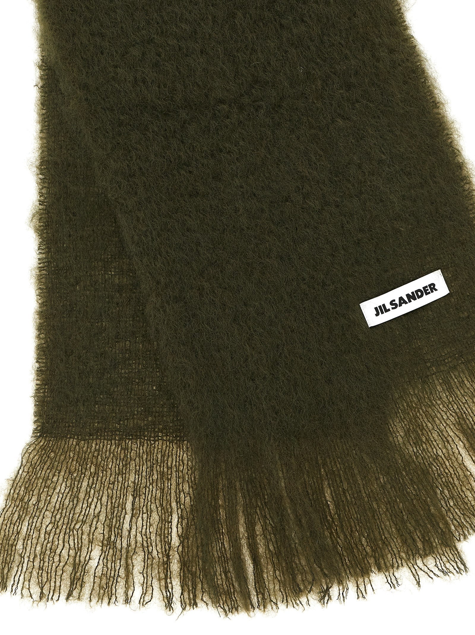 Mohair Wool Blend Scarf with Fringes