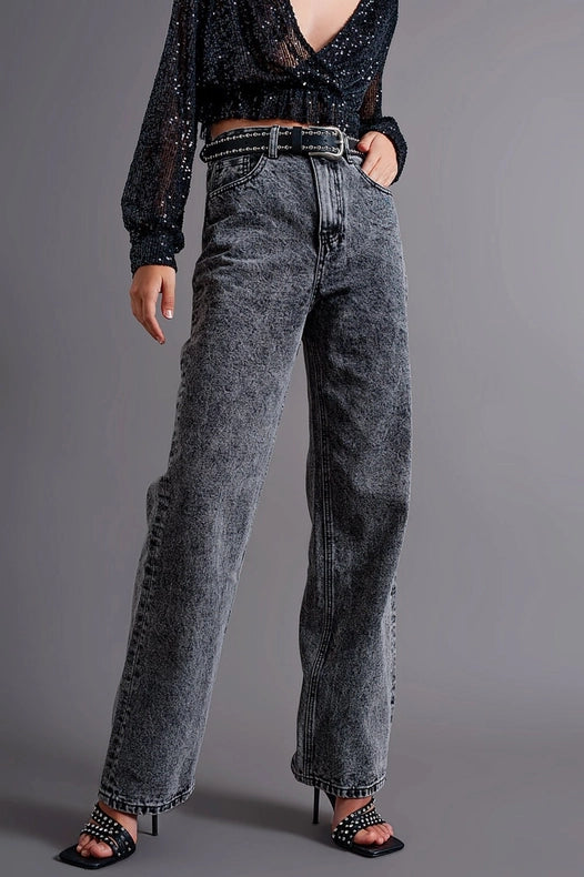 Mom Jeans With High Waist In Black-Jeans-Q2-XS-Black-Urbanheer