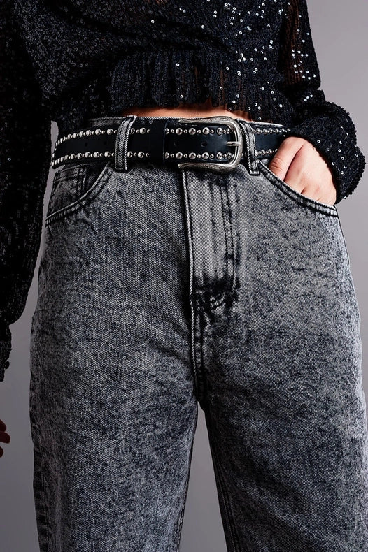 Mom Jeans With High Waist In Black-Jeans-Q2-XS-Black-Urbanheer