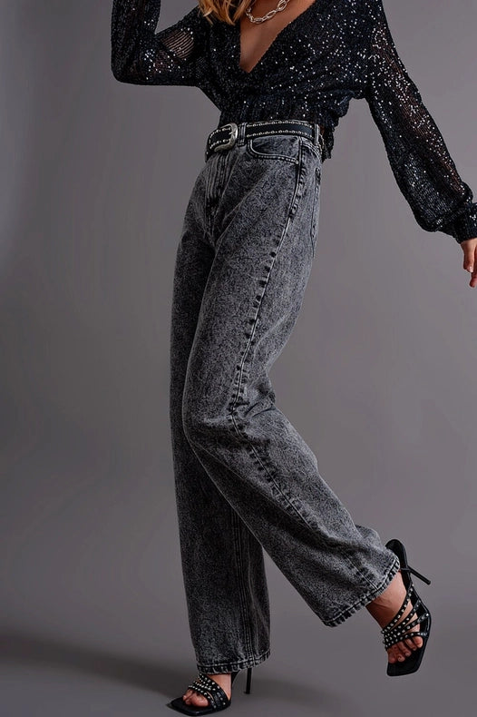 Mom Jeans With High Waist In Black-Jeans-Q2-XS-Black-Urbanheer