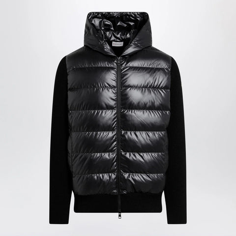 Moncler Black padded wool zip-up hoodie