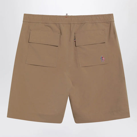 Moncler Grenoble Beige technical froissé Bermuda shorts