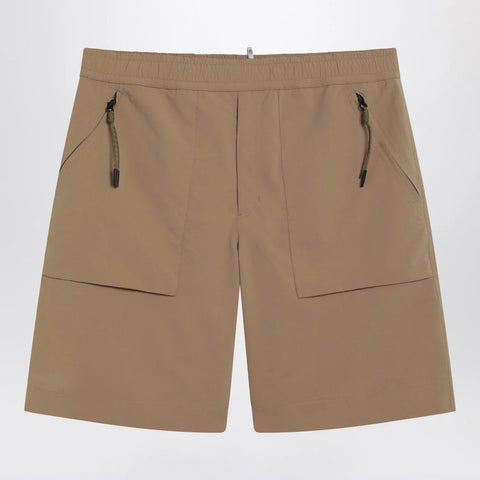 Moncler Grenoble Beige technical froissé Bermuda shorts