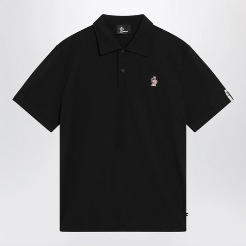 Moncler Grenoble Black polo shirt with logo patch