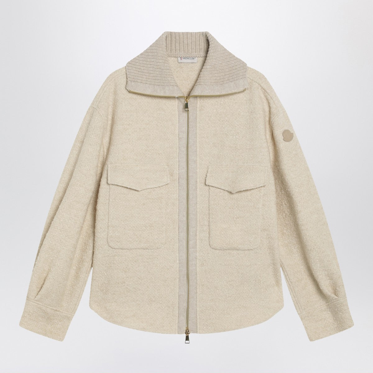 Moncler Light beige zip jacket in wool blend