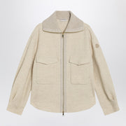Moncler Light beige zip jacket in wool blend