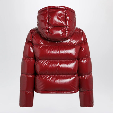 Moncler Niveole cropped down jacket in glossy nylon red