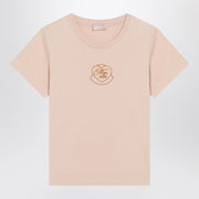 Moncler Pink cotton T-shirt with embroidered heart