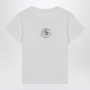 Moncler White cotton T-shirt with embroidered heart