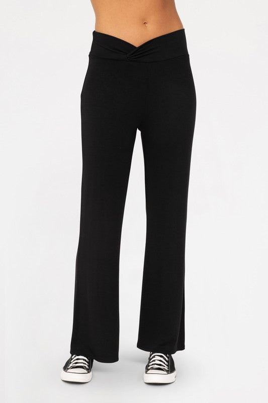 Mono B Cross Pleat Flare Pants-Mono B-Black-L-Urbanheer