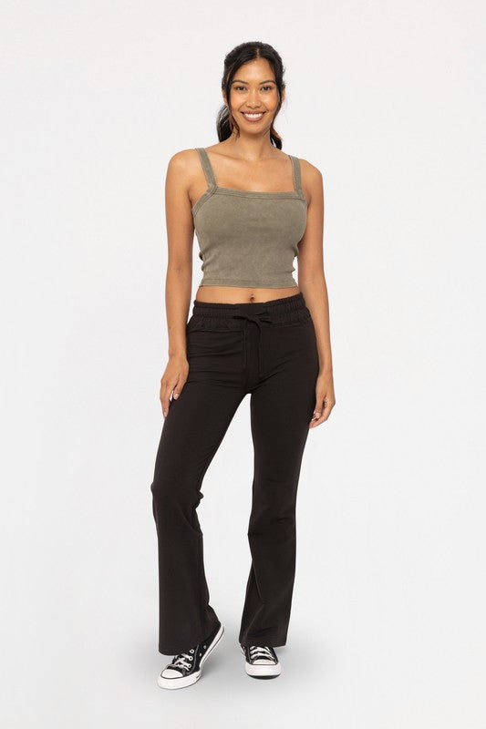Mono B Drawstring Flared Pants-Mono B-Black-S-Urbanheer