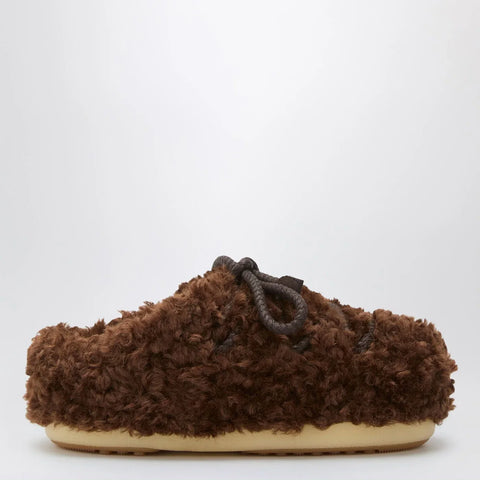 Moon Boot Dark brown curly shearling mules
