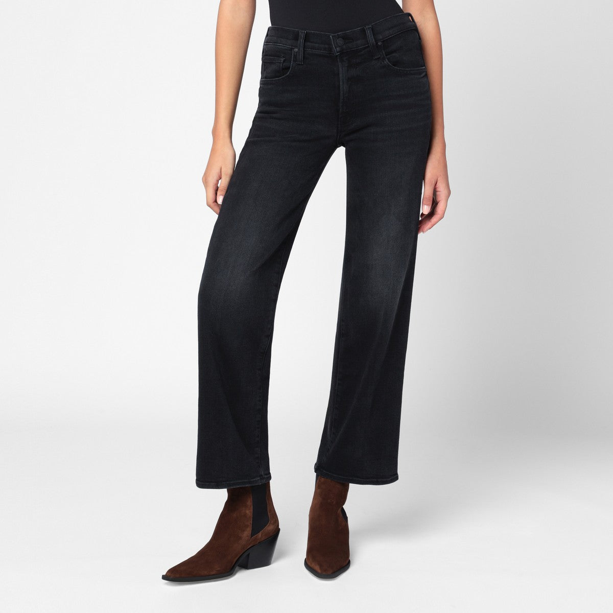 Mother Faded black The Rambler Zip Flood jeans