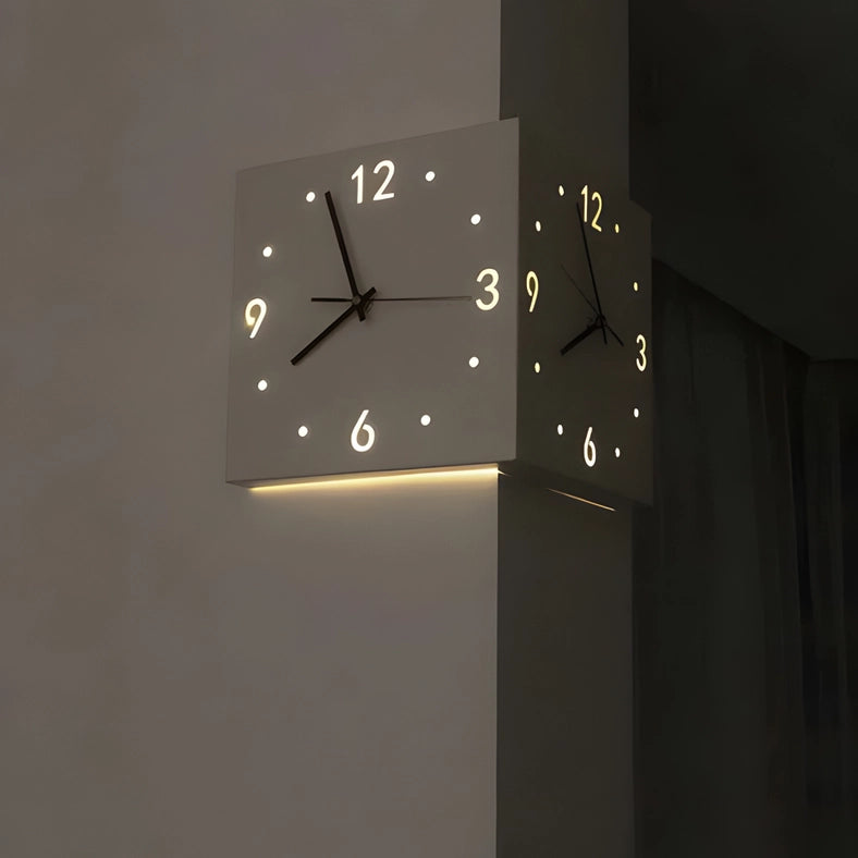 Motion Sensor Backlit Corner Clock Led Clock Light-Wall Clock-EP Design Lab-10.2"L x 10.2"W x 10.2"H-White-Urbanheer