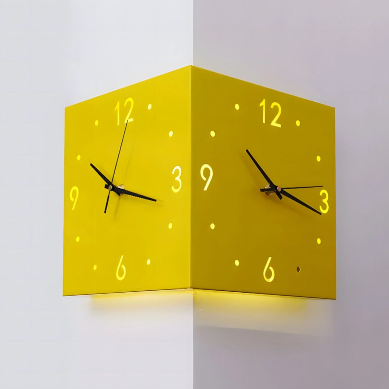 Motion Sensor Backlit Corner Clock Led Clock Light-Wall Clock-EP Design Lab-10.2"L x 10.2"W x 10.2"H-Yellow-Urbanheer