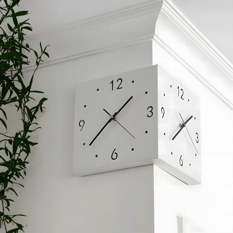 Motion Sensor Backlit Corner Clock Led Clock Light-Wall Clock-EP Design Lab-10.2"L x 10.2"W x 10.2"H-White-Urbanheer