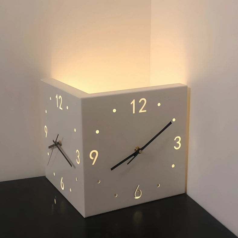 Motion Sensor Backlit Corner Clock Led Clock Light-Wall Clock-EP Design Lab-10.2"L x 10.2"W x 10.2"H-White-Urbanheer