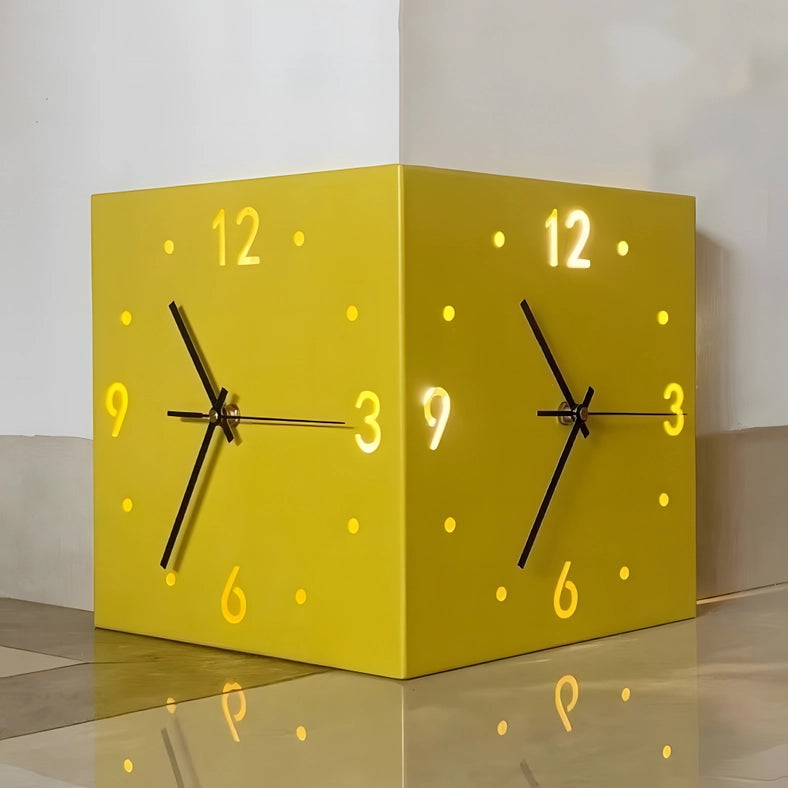 Motion Sensor Backlit Corner Clock Led Clock Light-Wall Clock-EP Design Lab-10.2"L x 10.2"W x 10.2"H-White-Urbanheer