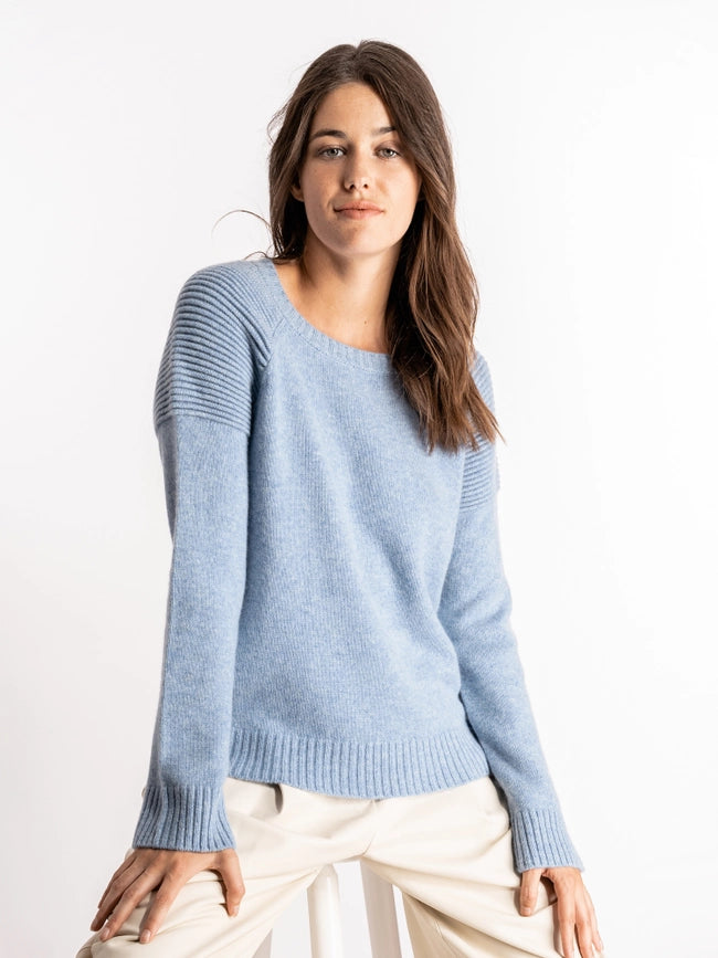 Motorbiker Cashmere Sweater Hortensia Blue-Sweater-Bel Cashmere S.C.-XL-Hortensia Blue-Urbanheer