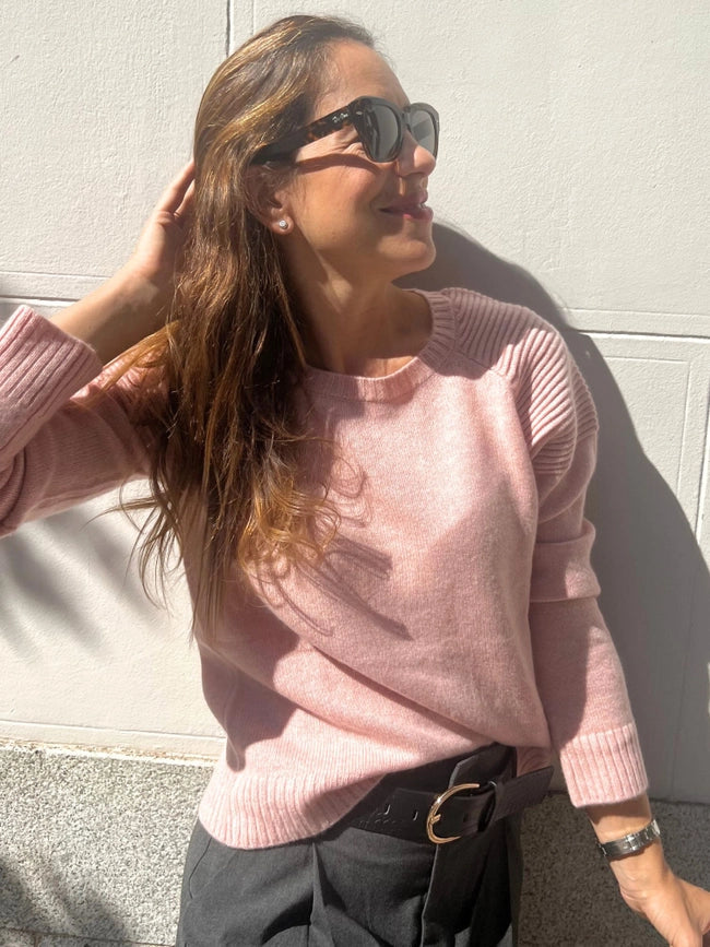 Motorbiker Cashmere Sweater LIGHT PINK-Sweater-Bel Cashmere S.C.-S-LIGHT PINK-Urbanheer