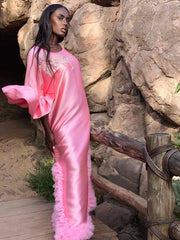 Ms Sparkle Ruffle Twill Satin Boubou-Dress-Eloli-XS-Urbanheer