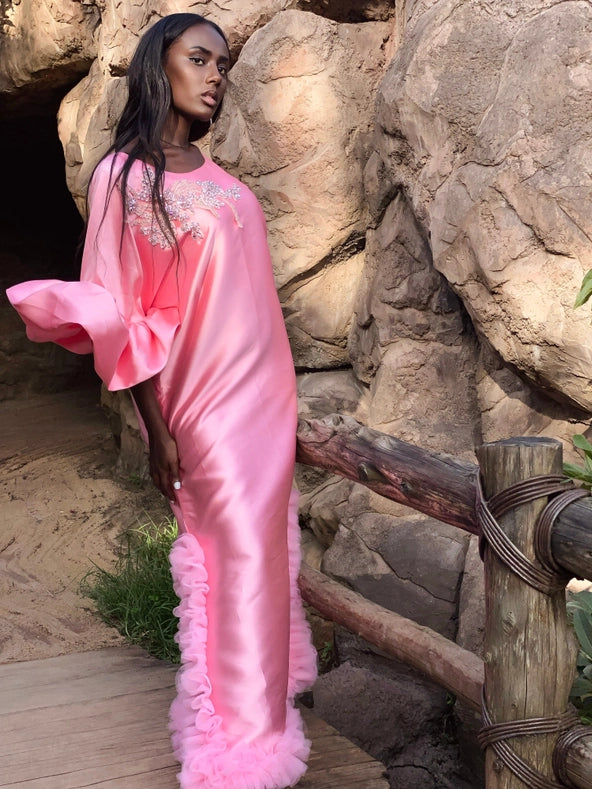 Ms Sparkle Ruffle Twill Satin Boubou-Dress-Eloli-XS-Urbanheer