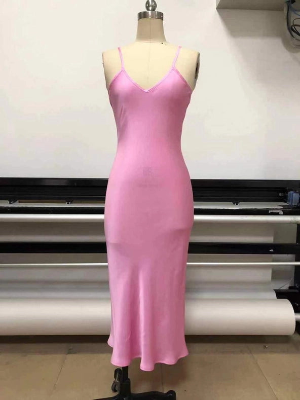 Mulberry Silk Slip Dress in Mango-Dress-Ocean Prairie-S-Pink Cosmo-Urbanheer